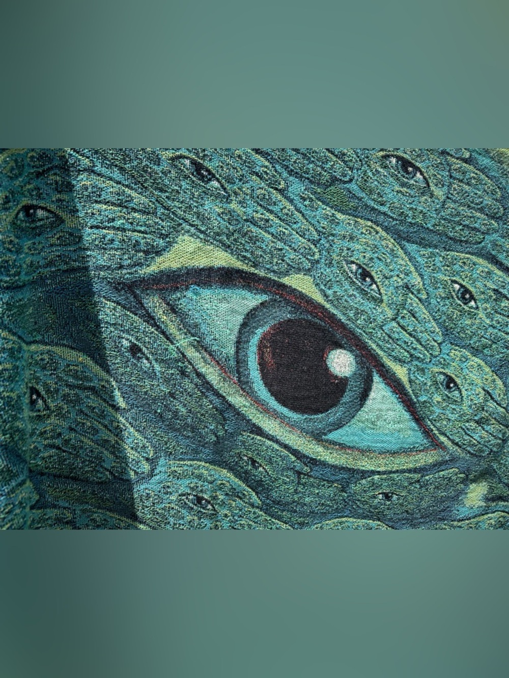 Alex Grey ‘Green Hand’ 100% Recycled Cotton Psychedelic Woven Blanket - Picture 5 of 6